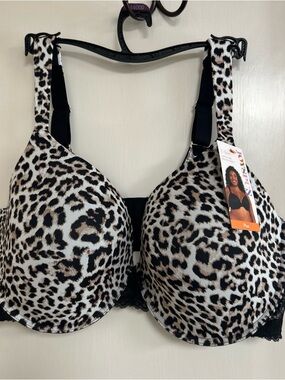 Leopard Print Full Coverage T-Shirt Bra with underwire-44 DDD-NWT